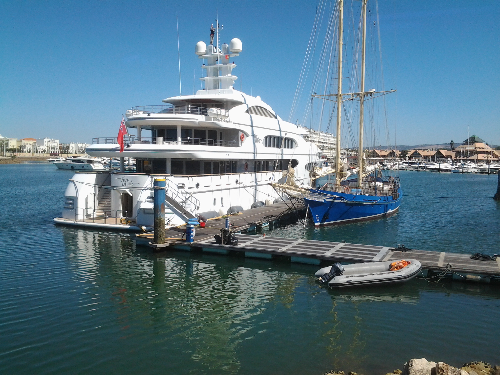a very large luxury yacht at Vilamoura Marina, Algarve, portugal
